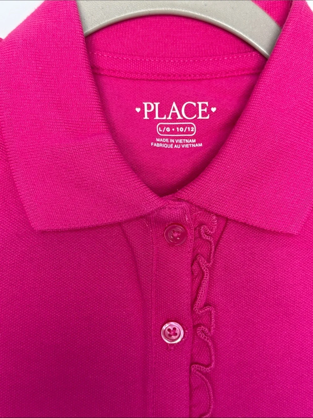 NWT The Children's Place Girls Bright Fuchsia Polo Skater Dress Size Large 10-12